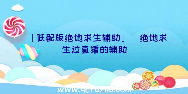 「低配版绝地求生辅助」|绝地求生过直播的辅助